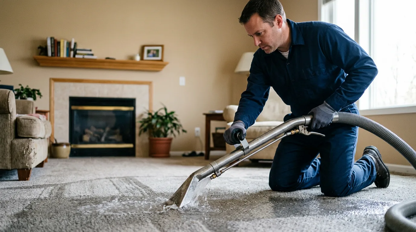 Water damage restoration technician working near Cromwell, OK